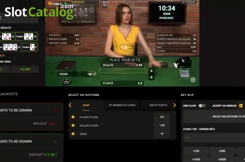 Game screen. Blackjack (TV Bet) slot