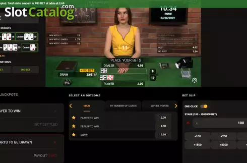 Game screen 4. Blackjack (TV Bet) slot