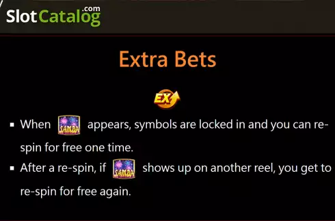 Extra Bets screen. Samba (TaDa Gaming) slot