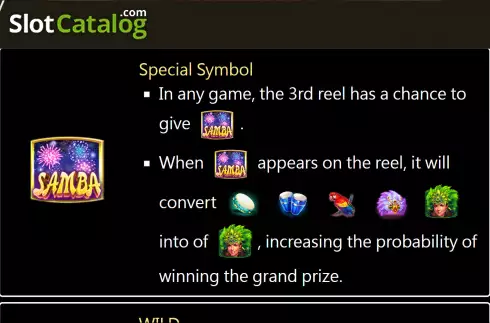 Special symbol screen. Samba (TaDa Gaming) slot