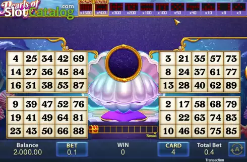 Game screen. Pearls of Bingo slot