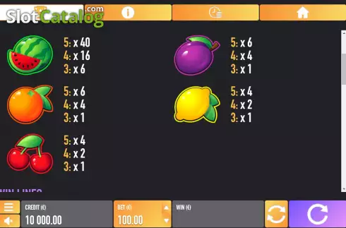 Pay Table screen 2. Bonus Fruit slot
