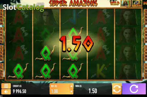Win screen. Super Amazons slot