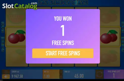 Free Spins screen 2. 243 Simply Ways slot