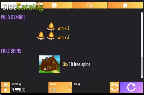 Wild / Free Spins screen. Lumberjack 5 slot