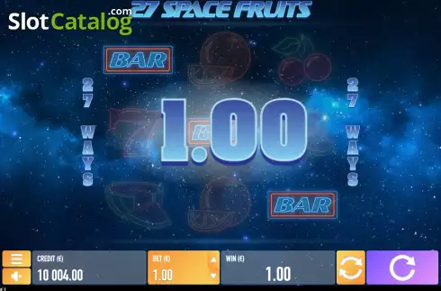 Win screen. 27 Space Fruits slot