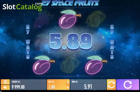 Win screen 2. 27 Space Fruits slot