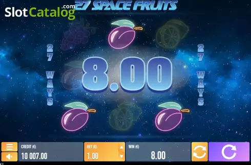 Win screen 3. 27 Space Fruits slot