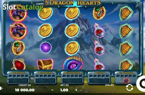 Game screen. 5 Dragon Hearts slot