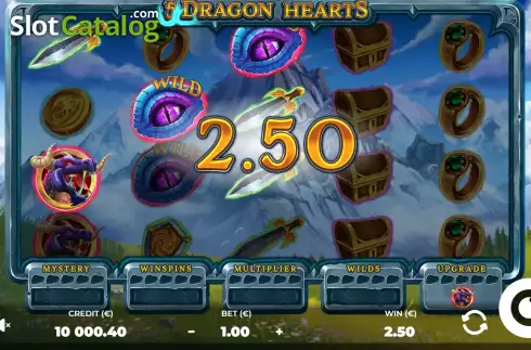 Win screen 2. 5 Dragon Hearts slot