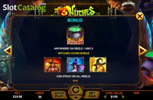 Features 1. 3 Witches (The Stars Group) slot
