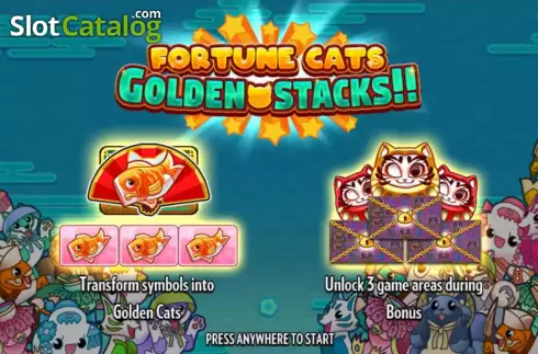 Pantalla2. Fortune Cats Golden Stacks Tragamonedas 