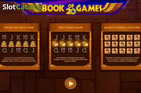 Start Screen. Book of Games 20 slot