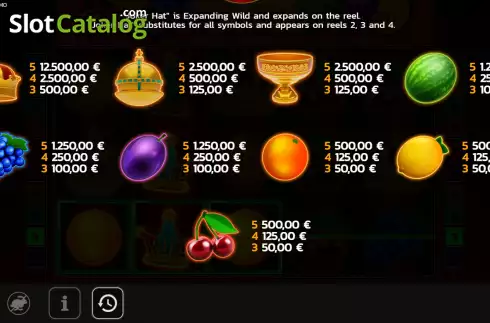 Paytable screen 2. The Crown Fruit slot