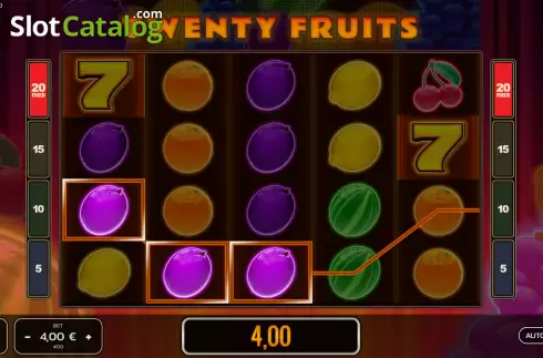 Win screen. Twenty Fruits slot