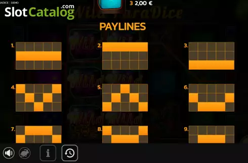 Paylines screen. Wild Paradice slot