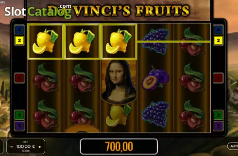 Win screen. Da Vinci's Fruits slot