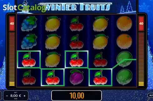 Win screen. Winter Fruits slot
