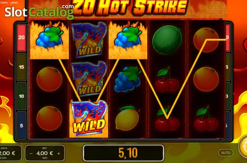 Win screen. 20 Hot Strike slot