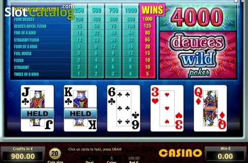 画面3. Deuces Wild Poker (Tom Horn Gaming) カジノスロット
