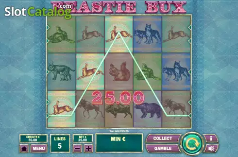 Win screen. Beastie Bux slot
