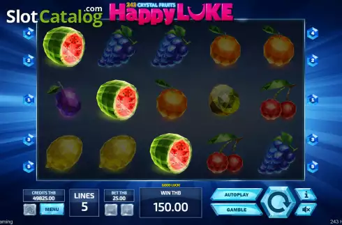 Win screen 2. 243 Crystal Fruits HappyLuke slot