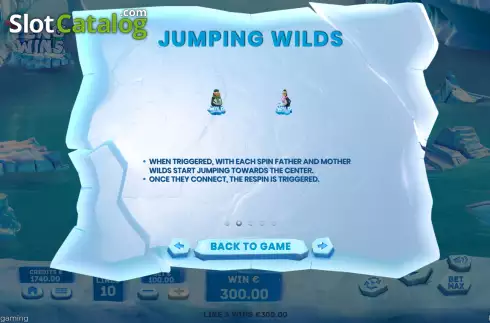 Jumping Wilds screen. PengWins slot