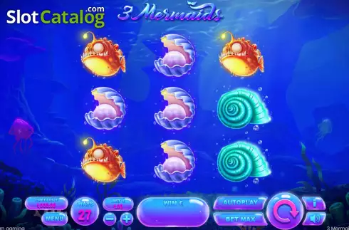 Game screen. 3 Mermaids slot