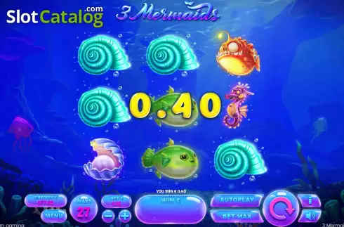 Win screen. 3 Mermaids slot