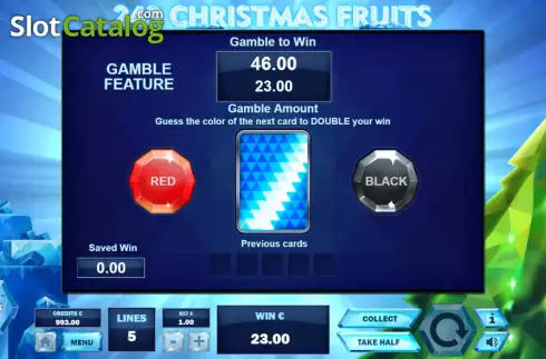 Risk Game screen. 243 Christmas Fruits slot