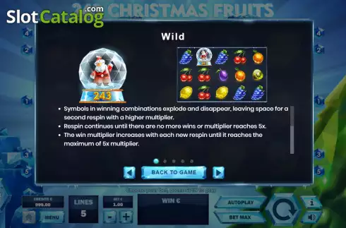 Game Features screen 2. 243 Christmas Fruits slot