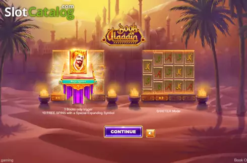 Start Screen. Book of Aladdin slot