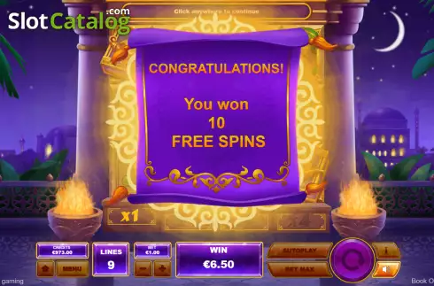 Free Spins Win Screen. Book of Aladdin slot