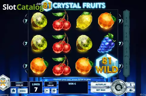 Reels screen. 81 Crystal Fruits slot