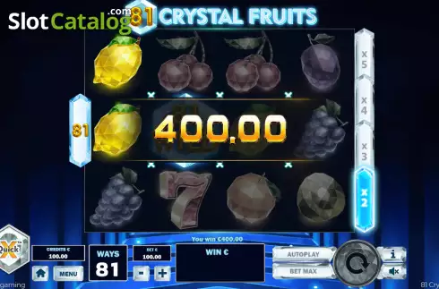 Win screen. 81 Crystal Fruits slot