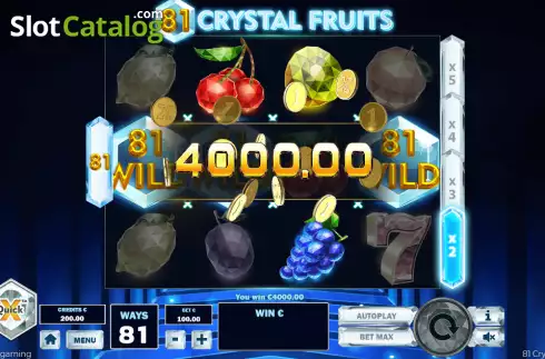 Win screen 2. 81 Crystal Fruits slot