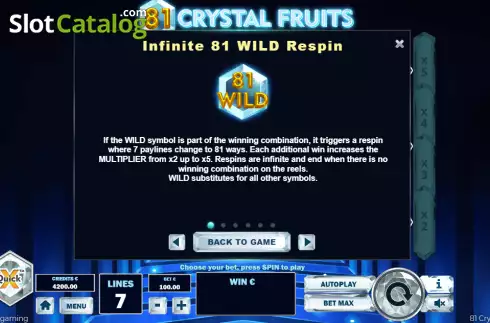 Wild Respin screen. 81 Crystal Fruits slot