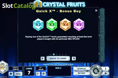 Buy bonus screen. 81 Crystal Fruits slot