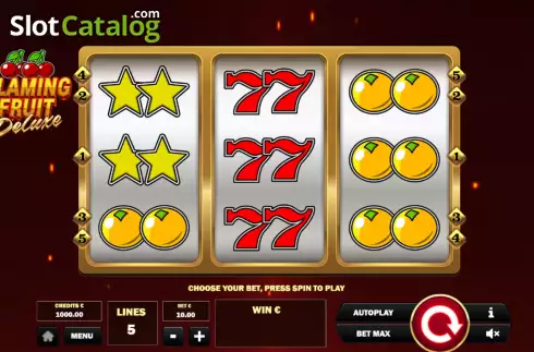Game screen. Flaming Fruit Deluxe slot