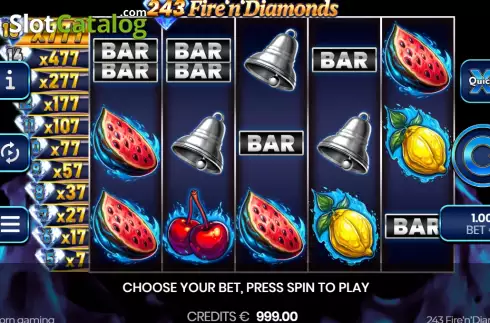 Bildschirm2. 243 Fire'n'Diamonds slot