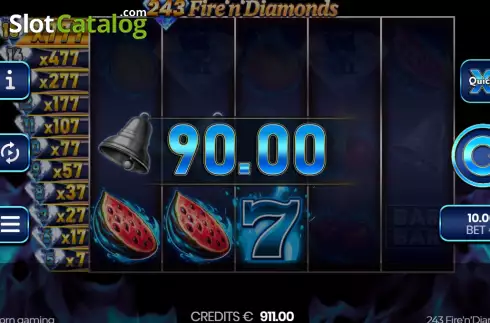 Win screen. 243 Fire'n'Diamonds slot