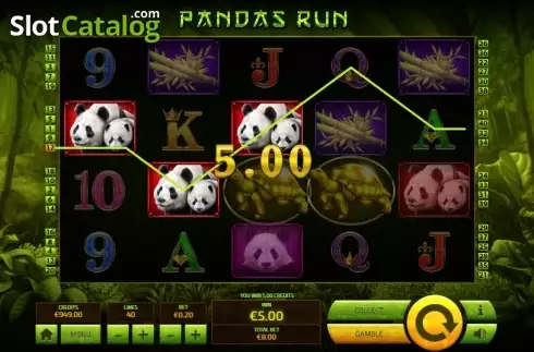 Win screen. Panda's Run slot