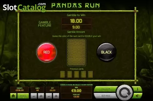 Double Up screen. Panda's Run slot