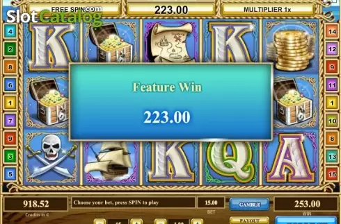 Win Presentation screen. Treasure Island (Tom Horn Gaming) slot