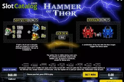 Paytable 2. Hammer Of Thor slot