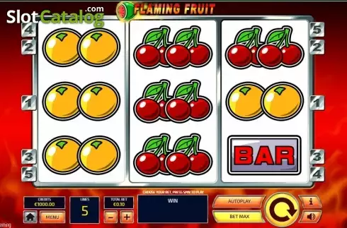 Ekran2. Flaming Fruit (Tom Horn Gaming) yuvası