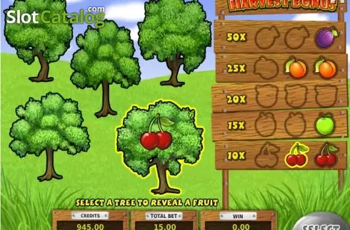 Bonus Game screen. Gardener slot