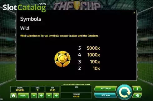 Paytable 3. The Cup slot