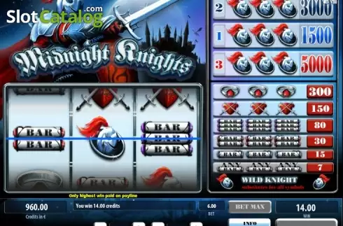 Wild Win screen. Midnight Knights slot