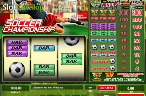 Reel screen. Soccer Championship slot